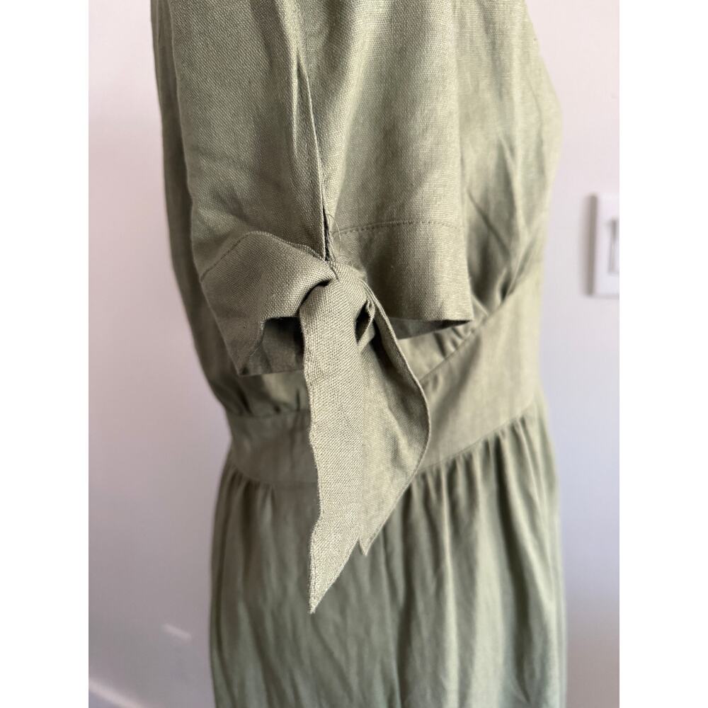 Buffalo by David Bitton Mariposa V Neck Button Front Dress Oil Green Size M NWT - Picture 6 of 8
